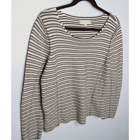 Indigenous Organic Cotton Sweater Striped Small Hand Loomed Peru Fisherman - Picture 2 of 9